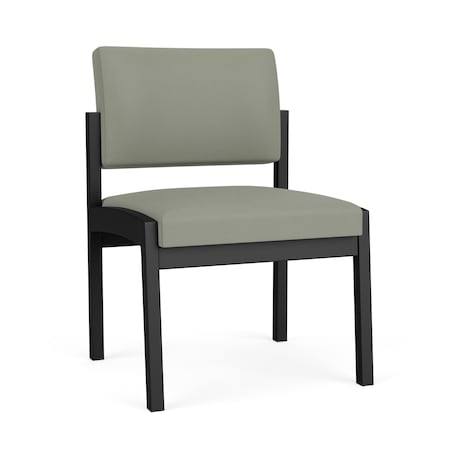Lenox Steel Armless Guest Chair Metal Frame, Black, OH Eucalyptus Upholstery